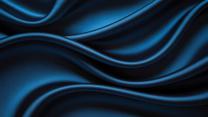 Obraz premium Elegant dark blue satin waves background material with abstract flowing lines