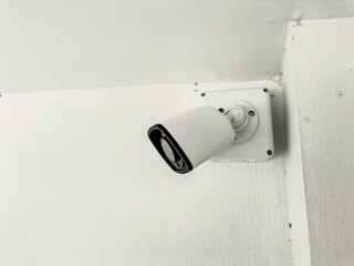 Installation of CCTV cameras on walls inside buildings.