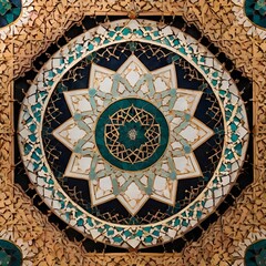 Naklejka premium Islamic geometric pattern with central white space