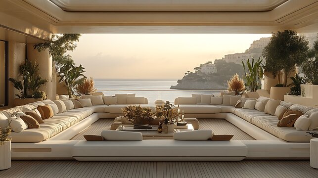Elegant outdoor living area with panoramic ocean views.