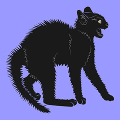 angry cat silhouette vector design for halloween day eps 1