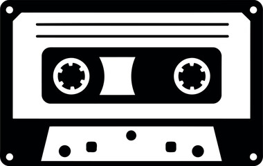 Retro cassette tape icon vintage music symbol