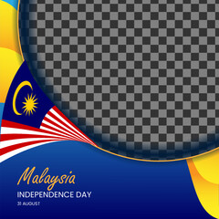 malaysia independence day social media banner decorated with flags with empty space for picture