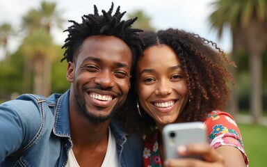 Smiling best friends taking selfie outdoor celebrating international friendship between diverse people. High quality