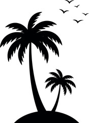 Obraz premium Tropical palm trees silhouette beach vacation island paradise