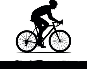 Silhouette cyclist riding bicycle dynamic action