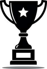Golden trophy with star victory symbol