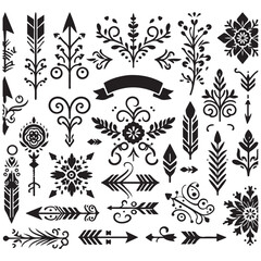 Arrows, floral designs vector elements