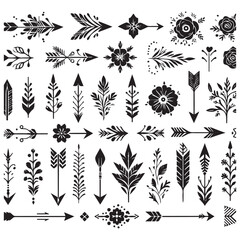 Arrows, floral designs vector elements