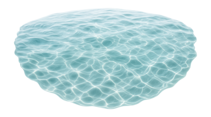 A realistic depiction of shimmering water surface with gentle ripples and sunlight reflections on transparent background.