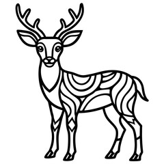 Obraz premium Minimal Tribal Deer Vector Clean Line Animal Tattoo Design for Nature, Decor, Logo & Wild Art