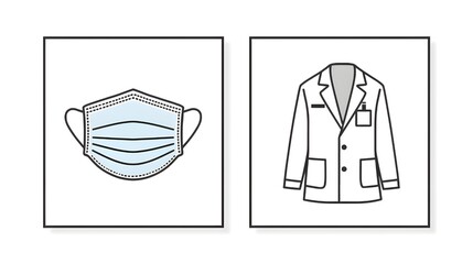 vector of doctor's clothes or medical clothes and masks covering the mouth and nose