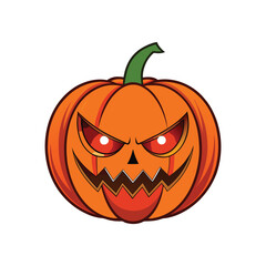 An orange jack-o'-lantern glows with its carved face, showcasing Halloween spirit on a clean, bright backdrop, perfect for holiday themes.