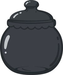 Dark ceramic pot with lid