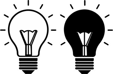 Two light bulb icons, one a black outline and one a solid silhouette, both shining brightly.