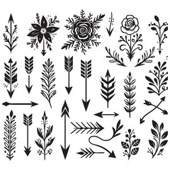 Arrows, floral designs vector elements