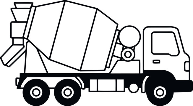 black and white cement mixer truck clip art preview