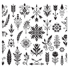 Arrows, floral designs vector elements