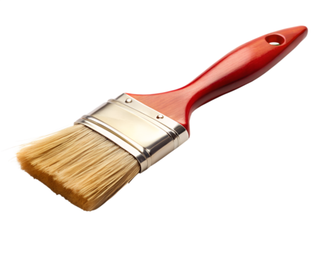 Paint brush with red handle isolated on transparent background