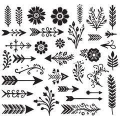 Arrows, floral designs vector elements