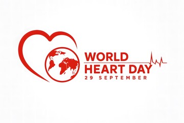 World Heart Day Logo Design with Heart and Earth Illustration – 29 September