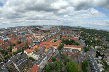 Naklejka premium Copenhagen, Denmark Skyline its iconic colorful buildings and World's famous Danish Architecture.