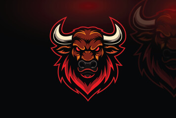 Bull with horn mascot Logo sports and gaming concept logo 