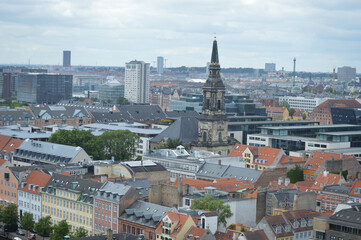 Copenhagen, Denmark Skyline its iconic colorful buildings and World's famous Danish Architecture.
