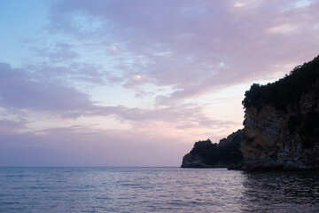 beautiful landscape of the sea against the background of mountains