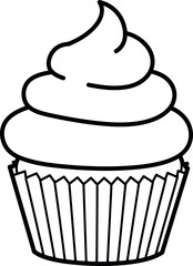 Simple outline cupcake with swirled frosting