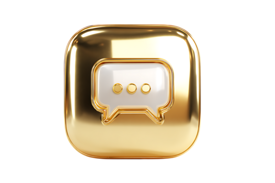 Gold chat bubble icon. Communication concept.