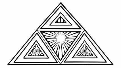 Vector Expanding equilateral triangle web design with intricate patterns and radiating lines