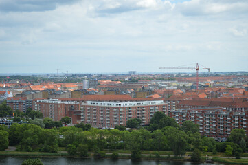 Copenhagen, Denmark Skyline its iconic colorful buildings and World's famous Danish Architecture.
