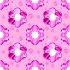 :

Pink Glossy Flower Seamless Pattern

