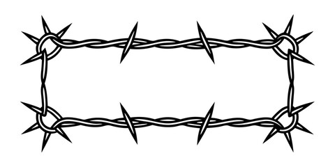 Rectangular Barbed Wire Frame Symbolizing Security and Restriction