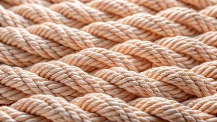 Fototapeta premium Cream-colored Twisted Rope Texture: Close-up, Detailed, Natural Fiber Background