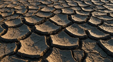 Parched Earth: Textured Dry Cracked Soil Background