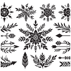 Arrows, floral designs vector elements