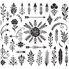 Arrows, floral designs vector elements