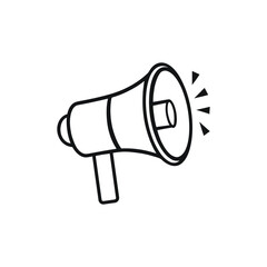 Vector art of outline drawing of a megaphone isolated on white background