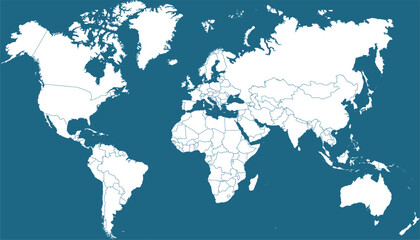 World map. Blue modern vector map. Silhouette map.