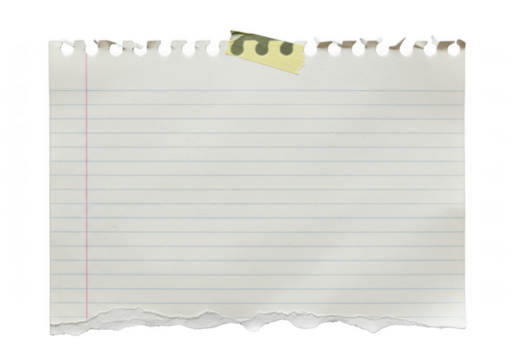 Lined paper sheet with tape isolated on transparent background - Powered by Adobe