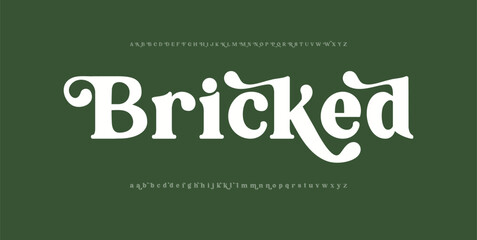 Bricked  Classic modern serif logo alphabet font. Elegant Lettering vintage Retro Designs. Typography decoration fonts for branding, wedding, logos. vector illustration