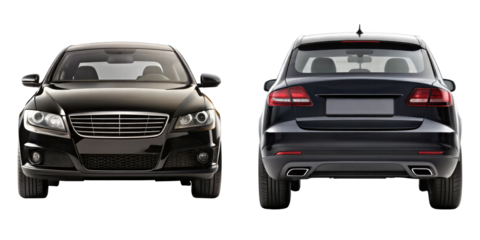 Car Front and back View isolated on transparent white background, clipping path