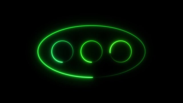 message box icon animation glowing neon Green  color sign symbol on black background