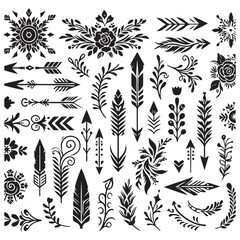 Arrows, floral designs vector elements
