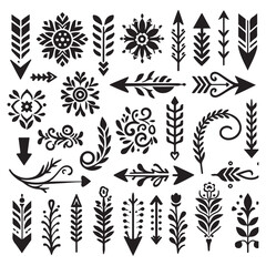 Arrows, floral designs vector elements