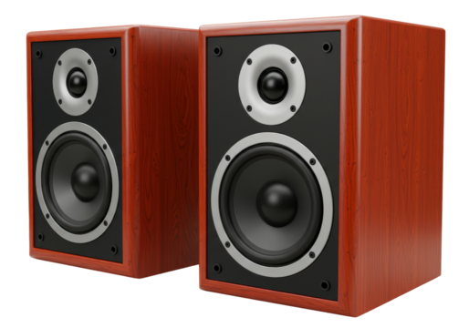 Isolated Wooden Bookshelf Speakers