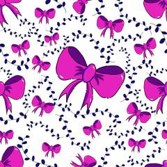 seamless pattern with ribbon and leaf cyber color
