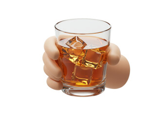 Isolated Hand Holding Glass of Whiskey on the Rocks
